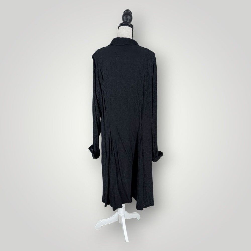 Vintage FLAX by Jeanne Engelhart Crinkled Rayon Duster Jacket – Black M - Picture 4 of 7
